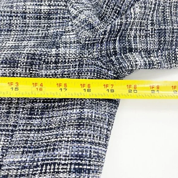 Liz Claiborne Petite 10P Navy Tweed Pea Coat 100% Silk Shell Button Front Jacket - Picture 4 of 13